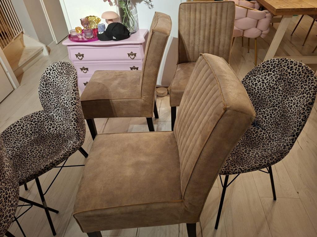 6 stoelen 3 panter en 3 leenbakker stoelen, Huis en Inrichting, Stoelen, Ophalen of Verzenden