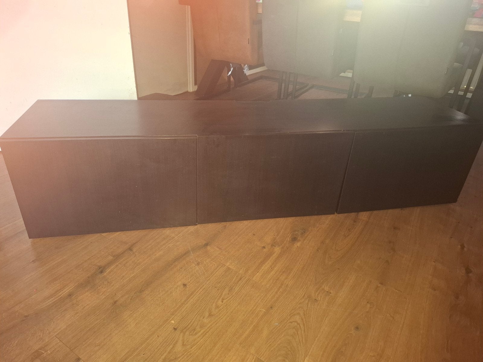 Donkerbruin TV-meubel / dressoir (hangend model), Huis en Inrichting, Ophalen, Gebruikt, 150 tot 200 cm, Minder dan 100 cm