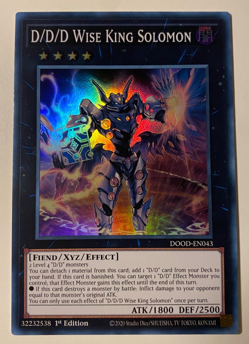 Yu-Gi-Oh! DDD Wise King Solomon DOOD 1st Edition !, Ophalen of Verzenden, Zo goed als nieuw, Losse kaart, Foil