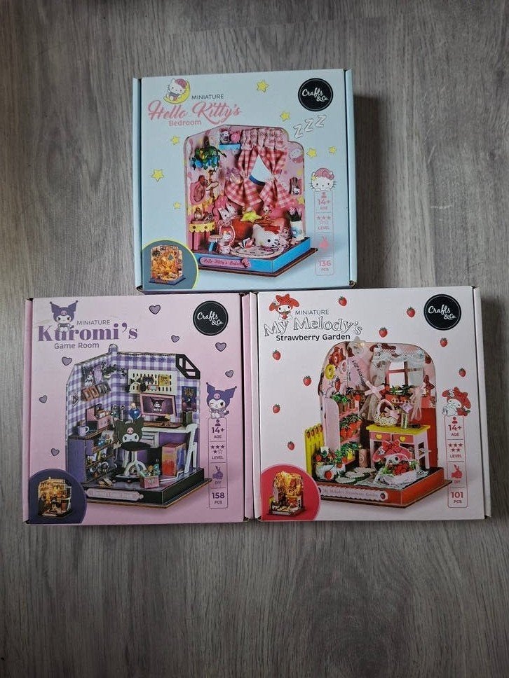 DIY Miniatuur Kamer Sets: Hello Kitty, My Melody, Kuromi, Ophalen of Verzenden