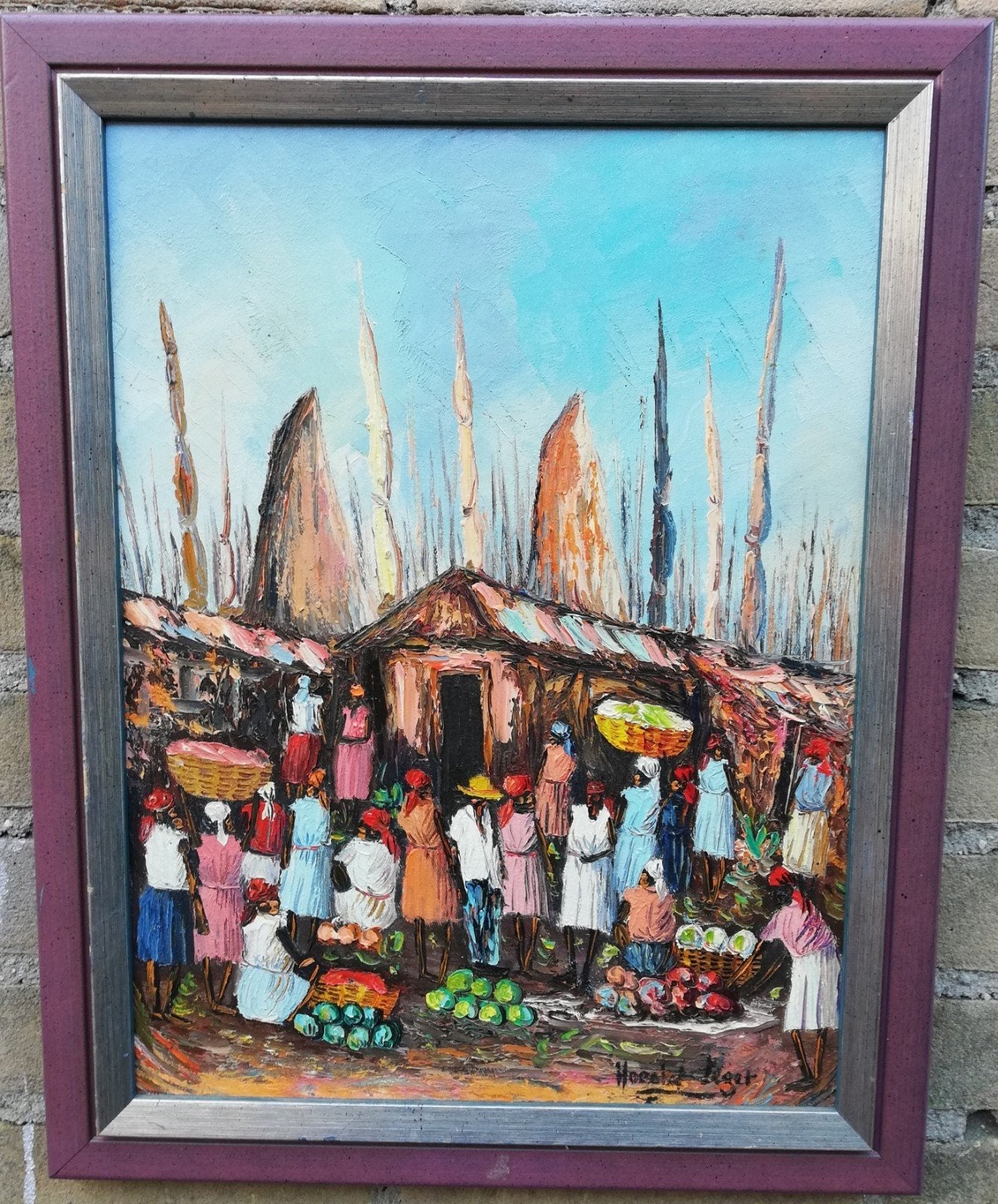 H. Leger, Handelen op de kade. 36/46 cm., Huis en Inrichting, Ophalen, Minder dan 50 cm, Oorspronkelijke maker, Zo goed als nieuw