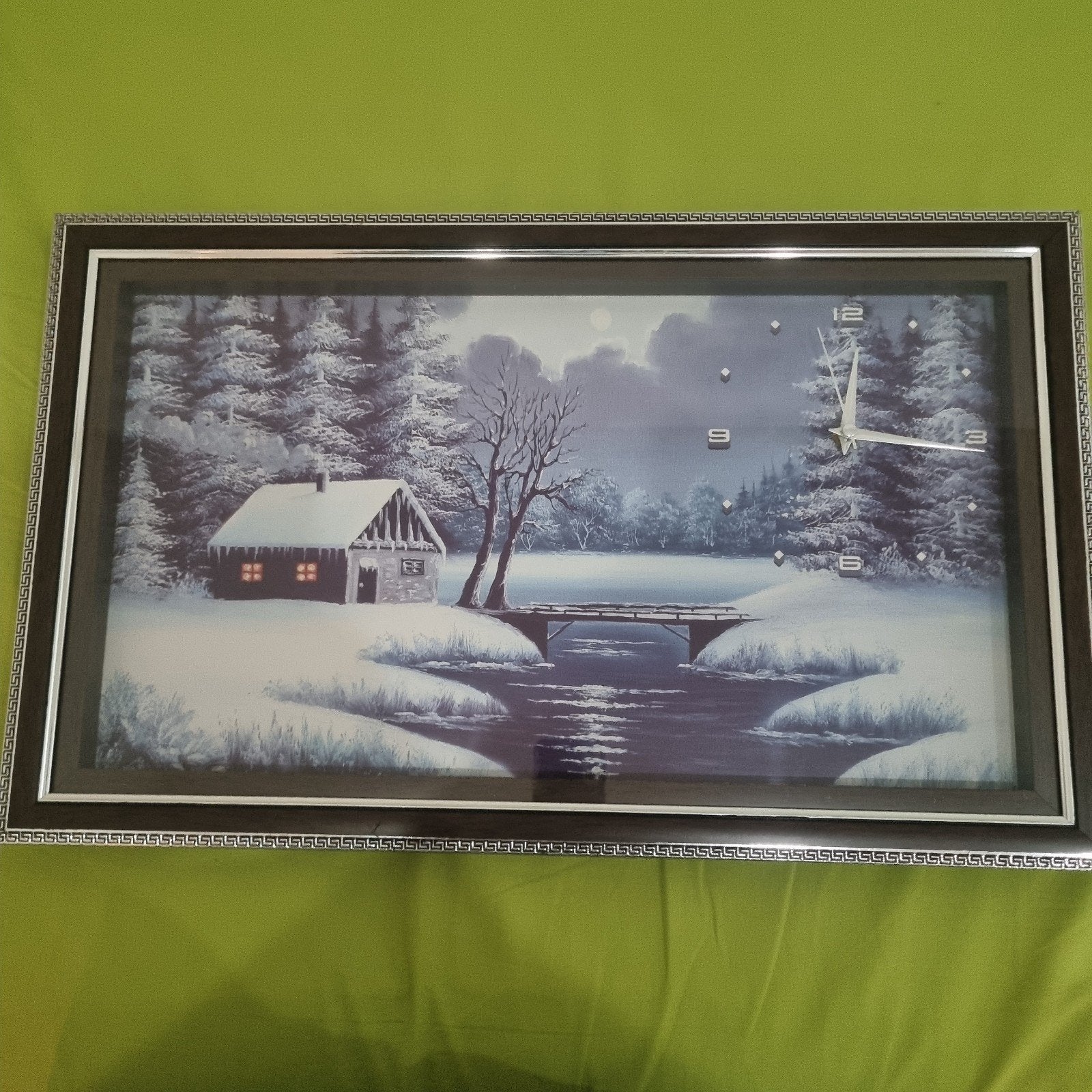 Schilderij klok winterlandschap, Ophalen, Analoog, Overige merken, Wandklok