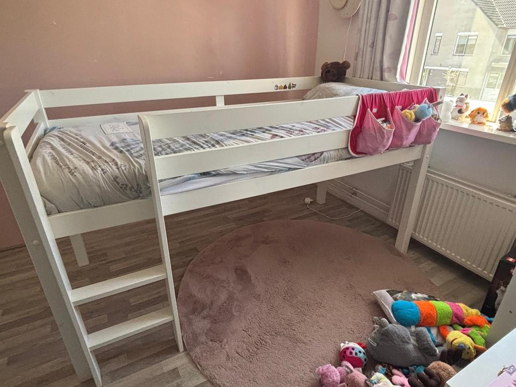 Vipack Half Hoogslaper - Wit, Kinderen en Baby's, Kinderkamer | Bedden, Ophalen, 85 tot 100 cm, Gebruikt, Hoogslaper of Stapelbed