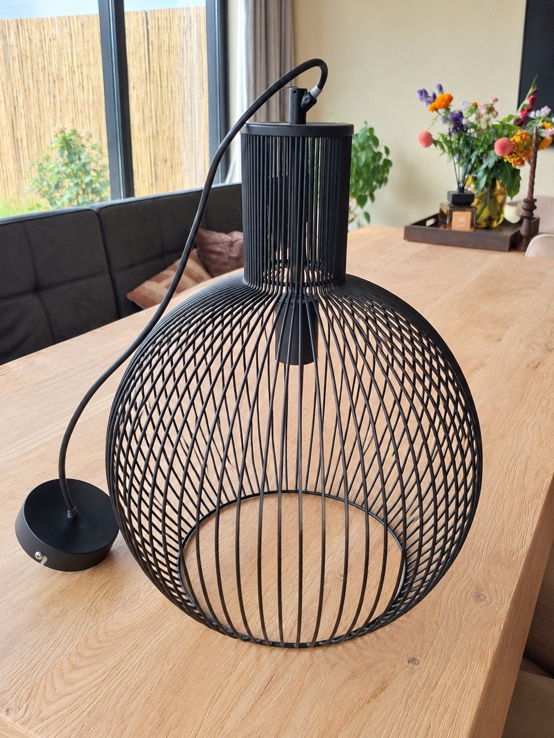 Kwantum Diana hanglamp zwart metaal – Ø 40 cm – industrieel, Ophalen of Verzenden, Metaal