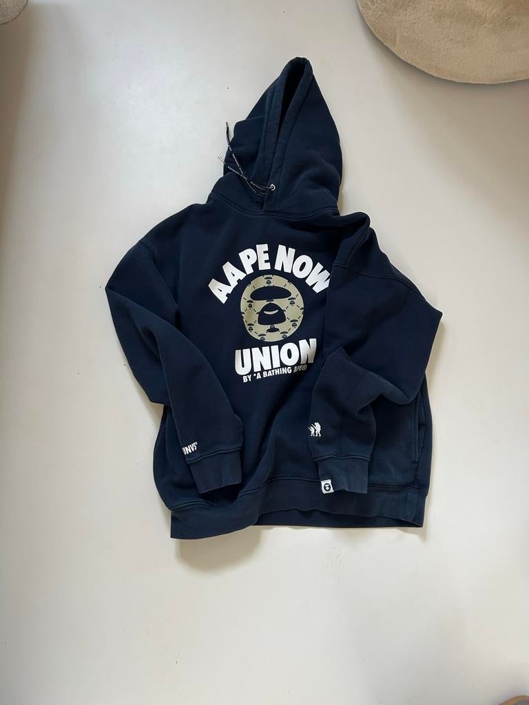 Bathing Ape Trui Navy Blue Maat XL - AAPE NOW UNION Hoodie, Ophalen of Verzenden, Gedragen, Maat 56/58 (XL), Blauw