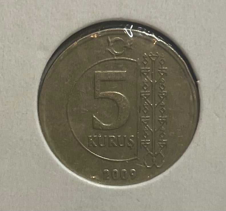 5 kurus Turkije 2009, Ophalen of Verzenden, Overige landen