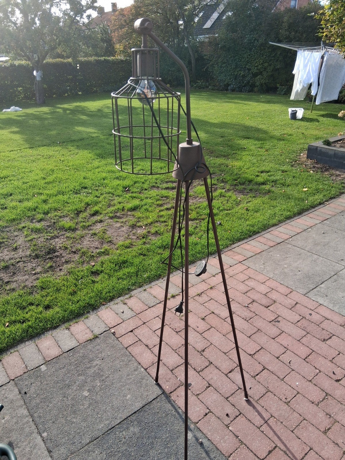 Kamerlamp staande lamp industrieel koperkleur, Gebruikt, Metaal, E27 (groot), Ophalen of Verzenden