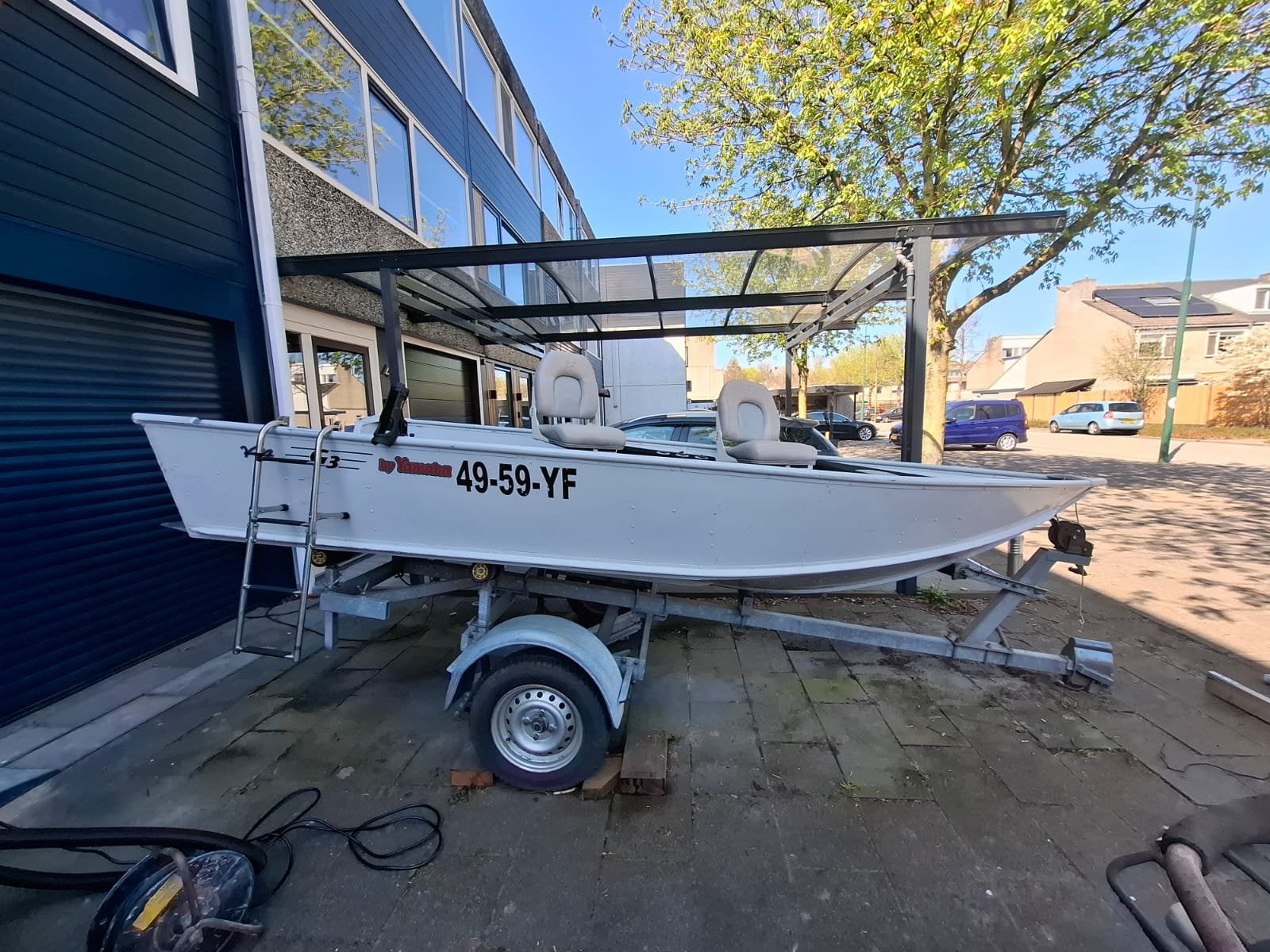 Aluminium visboot met 20pk Honda bbm, Watersport en Boten, Ophalen, 10 tot 30 pk, Gebruikt, Viertaktmotor