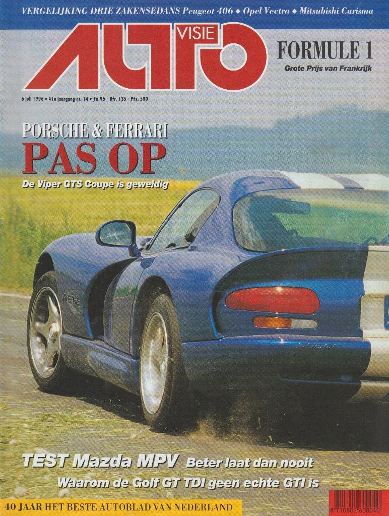 Chrysler Viper ( Dodge Viper ) in Autovisie 1996, Gelezen, Ophalen of Verzenden, Overige merken, Autovisie