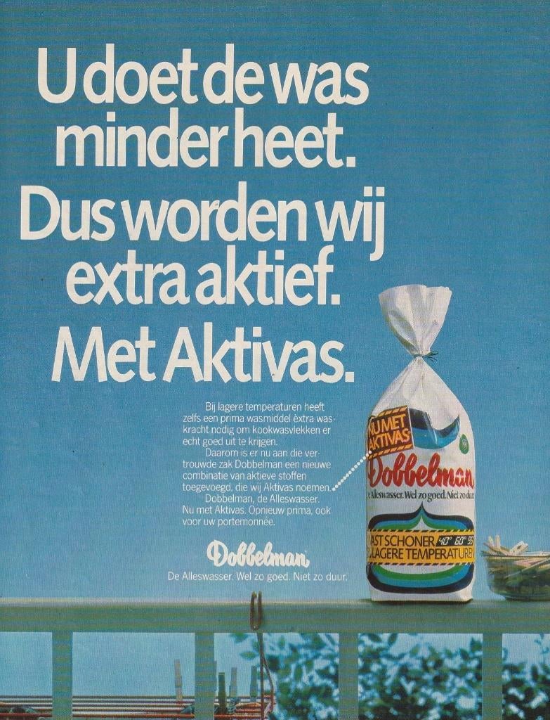 Retro reclame 1984 Dobbelman wasmiddel Nijmegen Aktivas, Verzenden, Overige typen