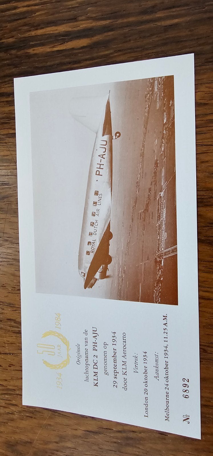Originele foto KLM DC2 PH-AJU - 1934 Aerocarto, Verzenden