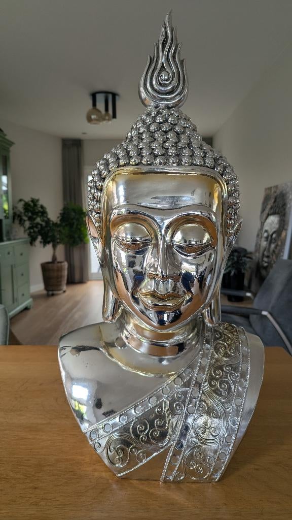 Prachtige zilveren Boeddha, Huis en Inrichting, Woonaccessoires | Boeddhabeelden, Ophalen of Verzenden, Nieuw