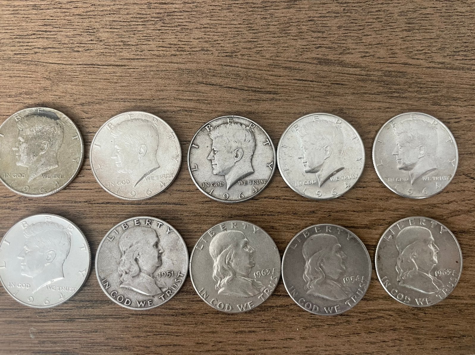10 x half dollar zilver. Kennedy / Franklin munten munt, Ophalen of Verzenden, Zilver