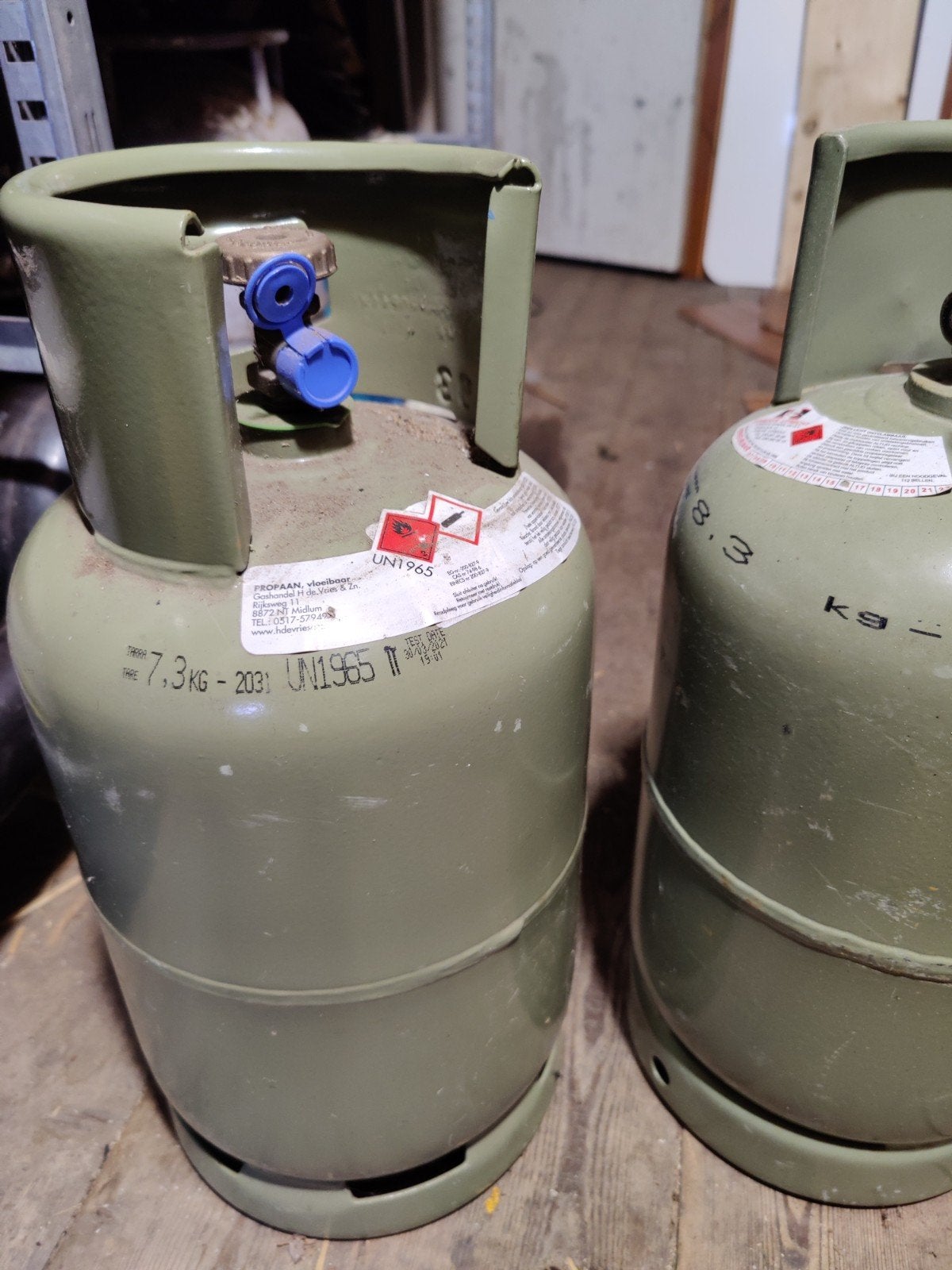 Propaan gasflessen - 7.3kg en 8.3kg, Ophalen, Zo goed als nieuw, Onbekend