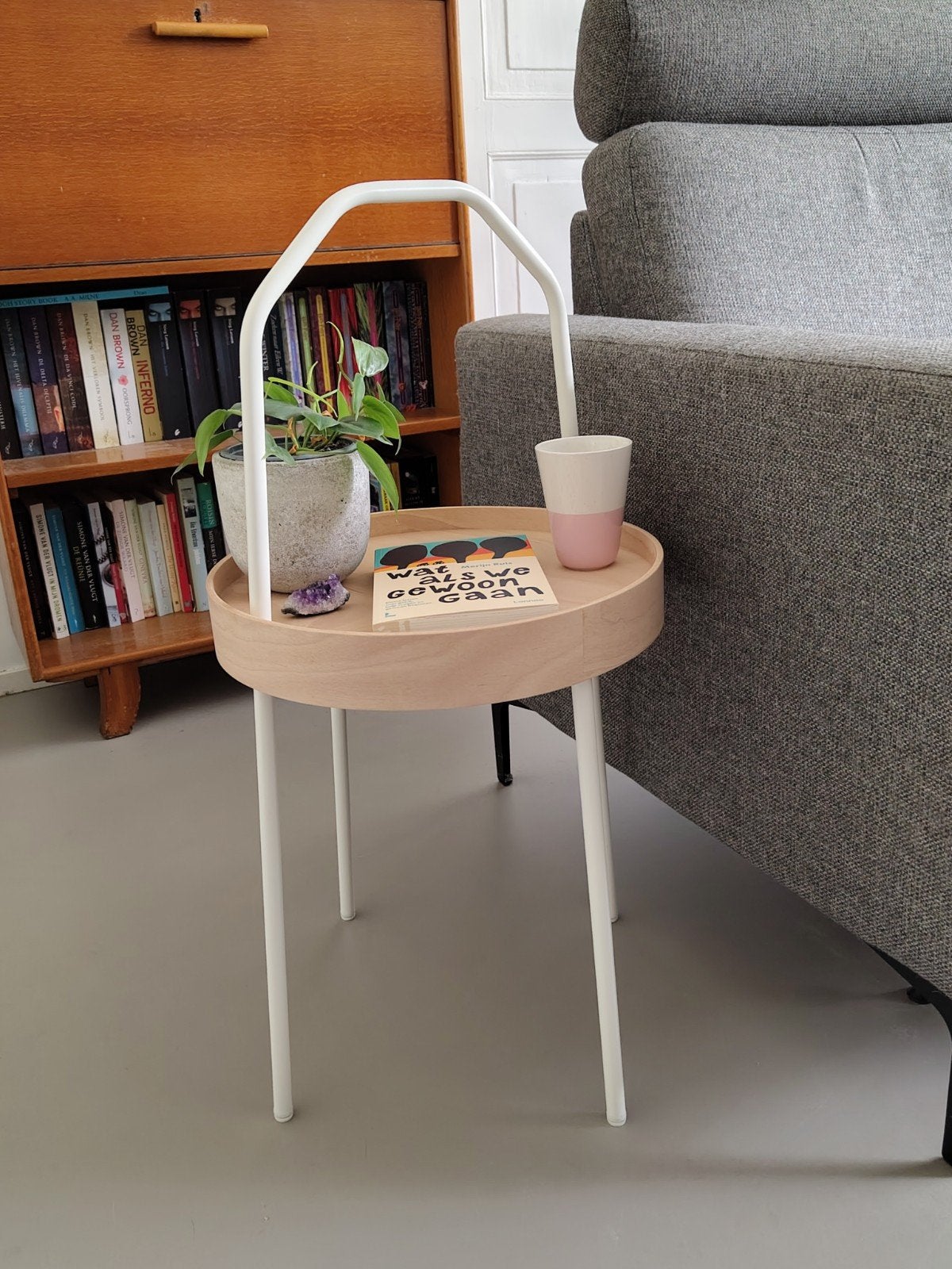 IKEA BURVIK bijzettafel wit/lichtbruin, 38 cm, Ophalen, Minder dan 45 cm, Minder dan 55 cm, Modern, Scandinavisch