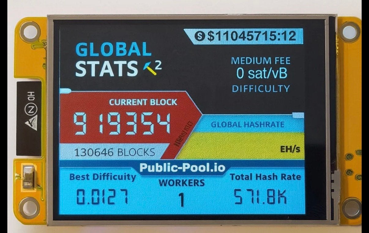 NerdMiner Display – Real-time Bitcoin Statistieken, Ophalen of Verzenden, Nieuw