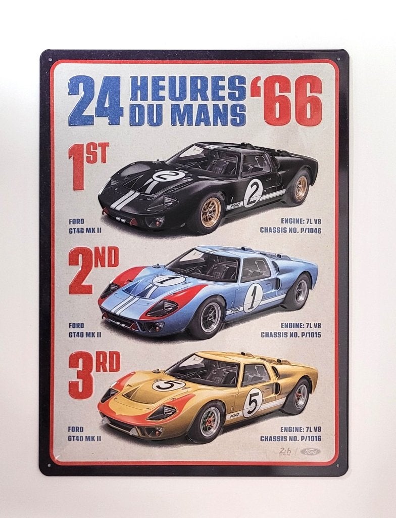 24h Le Mans GT40 Ford relief reclamebord van metaal wandbord, Ophalen of Verzenden, Nieuw, Auto's