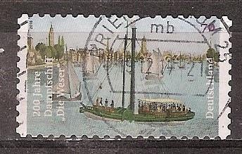 Duitsland Bund, Stoomboot De Weser, 200 jaar (zelfkl.) 2018., Postzegels en Munten, Ophalen of Verzenden, 1990 tot heden, Gestempeld