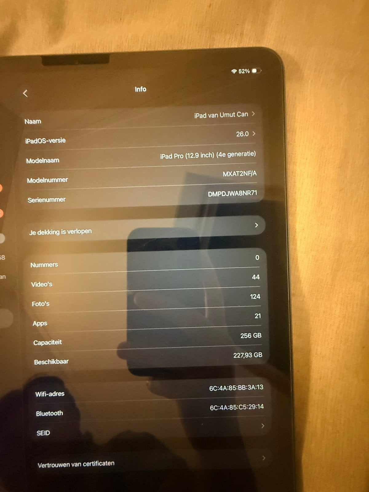 Apple iPad Pro (12.9 inch, 4e generatie) 256 GB Wi-Fi, Computers en Software, Apple iPads, Ophalen, 12 inch, Zo goed als nieuw