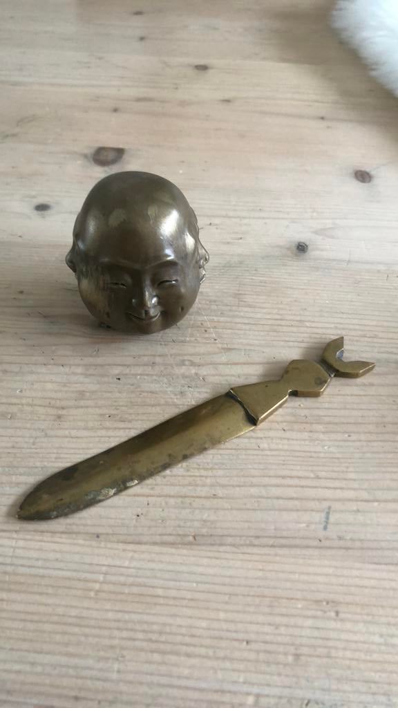 Koperen briefopener, lang 15 cm/ breed 2 cm, Ophalen of Verzenden