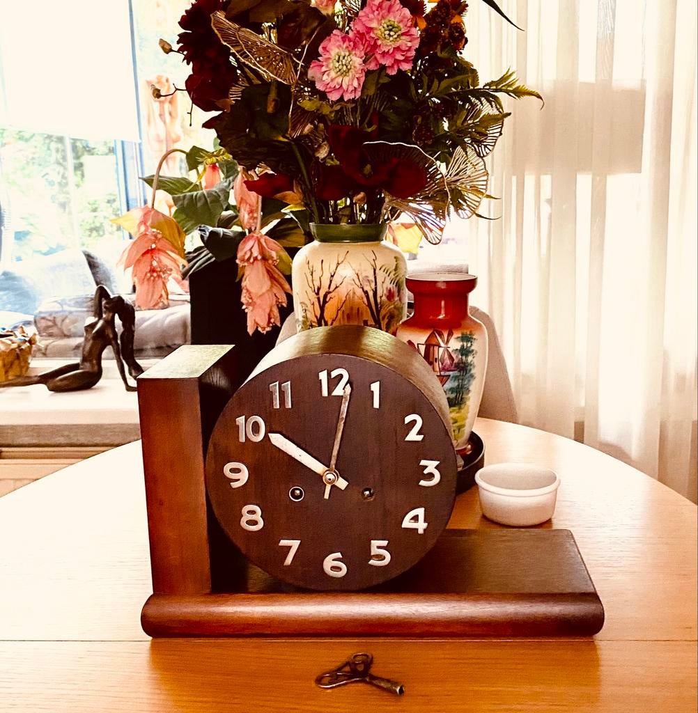 Eiken Pendule - Amsterdamse School Stijl, Ophalen of Verzenden
