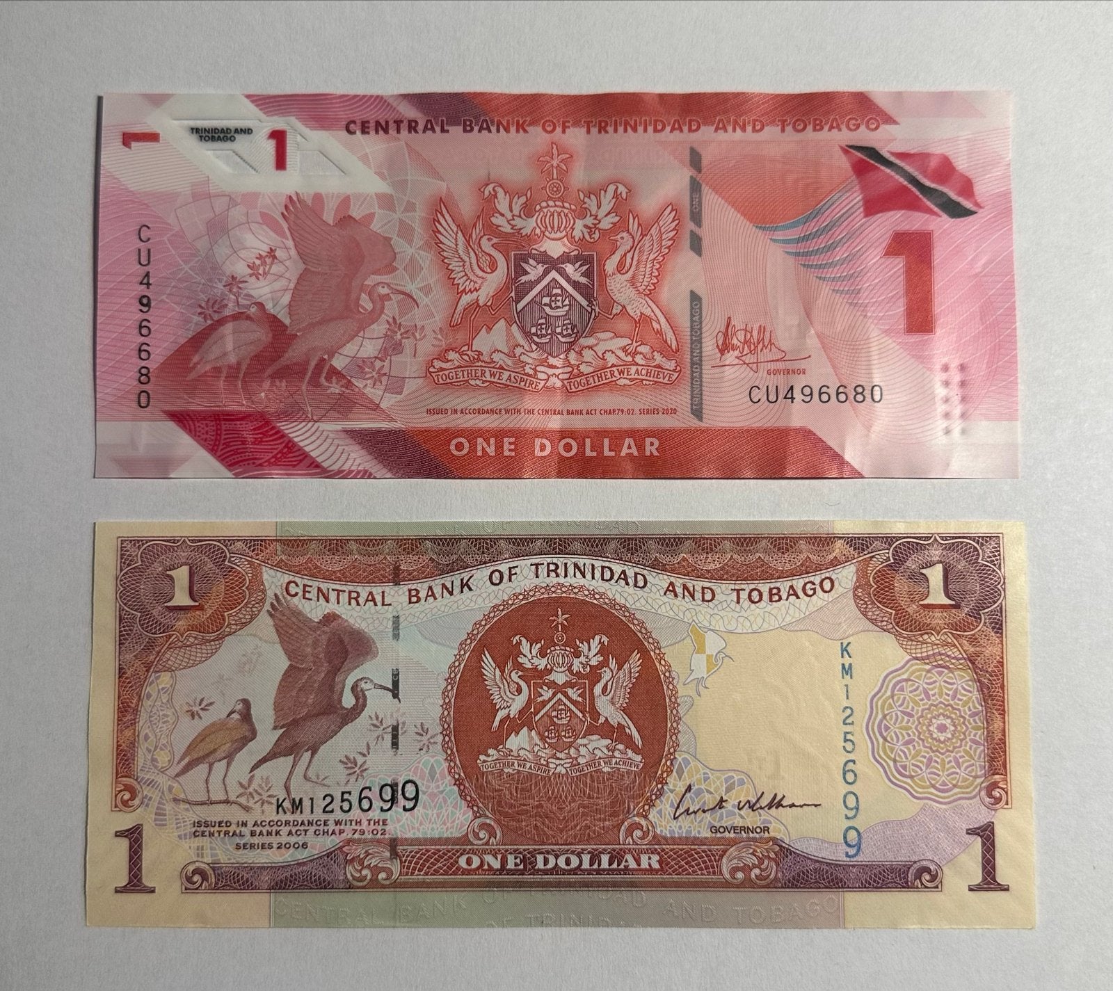Trinidad en Tobago 1 Dollar biljetten (nieuw & oud), Ophalen of Verzenden, Midden-Amerika, Setje