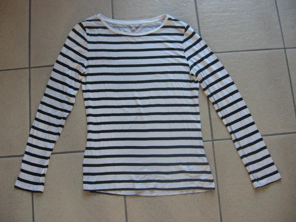 Nieuw zwart wit gestreept shirt met pailletten op streep - S, Kleding | Dames, Tops, H&M, Wit, Nieuw, Ophalen of Verzenden