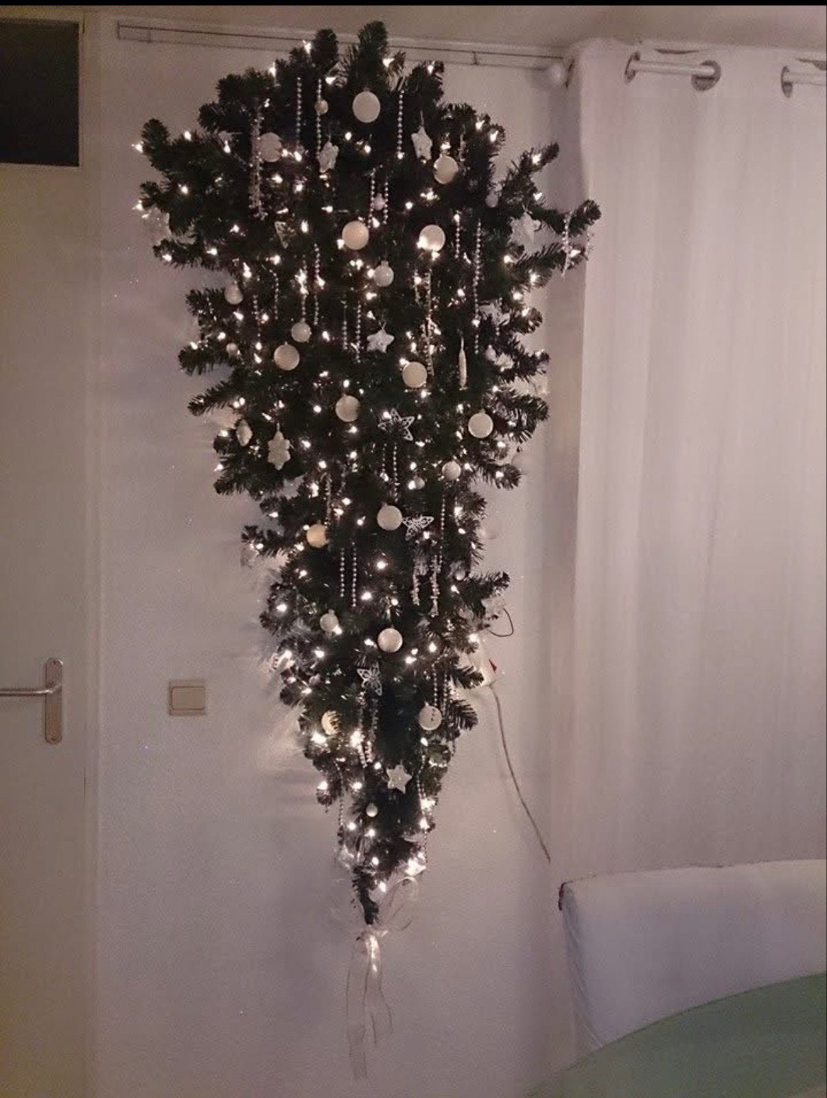 Kerstboom voor aan de muur met led lampjes, Ophalen, Zo goed als nieuw