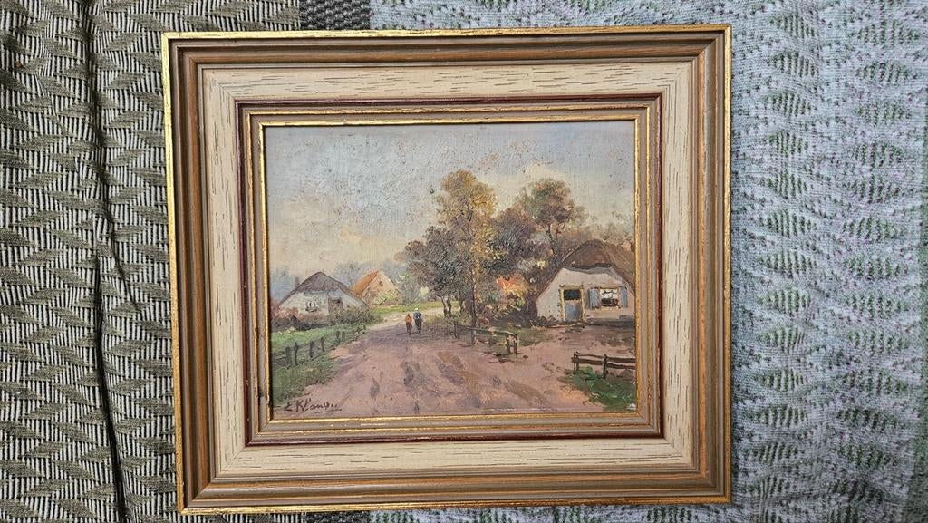 Oud Hollands Landschap Schilderijtje - Gesigneerd, Ophalen