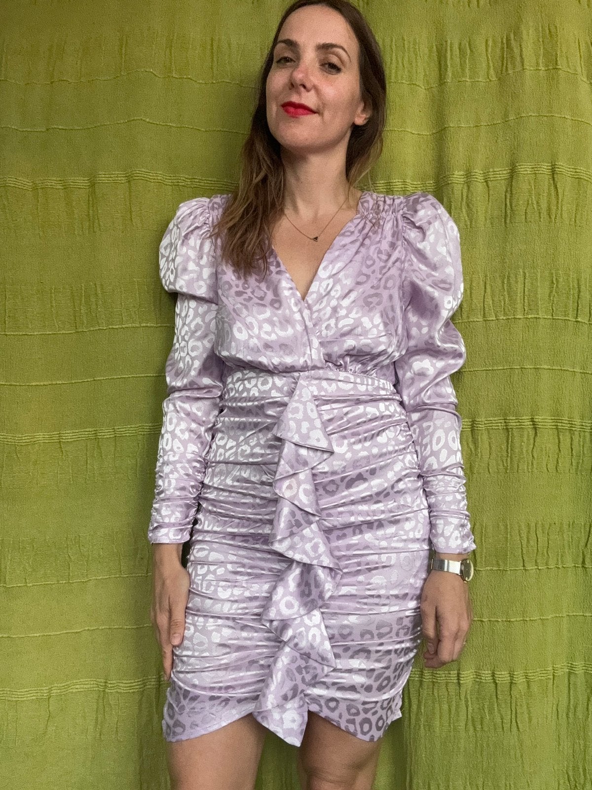 Jurkje/cocktaildress bruiloft print -lila -Loavies -38/M, Kleding | Dames, Jurken, Maat 38/40 (M), Hgv, Ophalen of Verzenden, Gedragen
