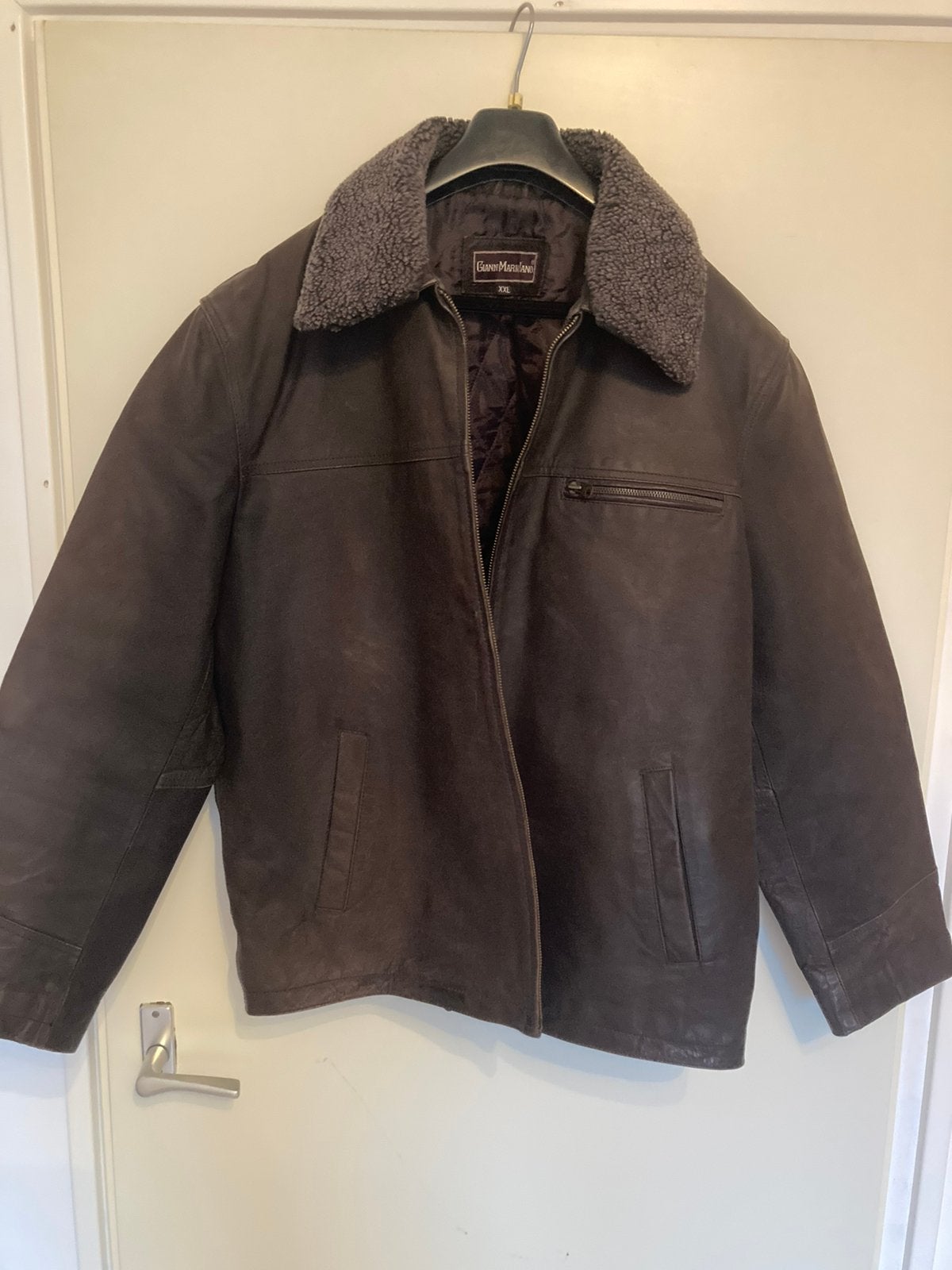 Gianni Mariolano Leren Jas, Kleding | Heren, Ophalen of Verzenden, Zo goed als nieuw, Overige maten, Bruin