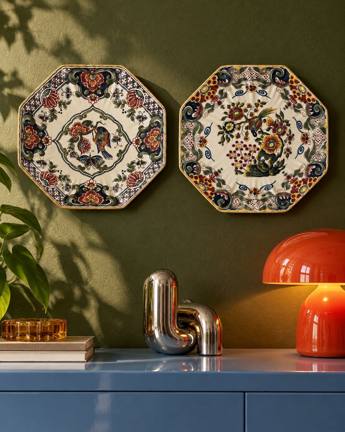 Set van 2 handbeschilderde Makkum & Workum wandborden, Antiek en Kunst, Ophalen of Verzenden