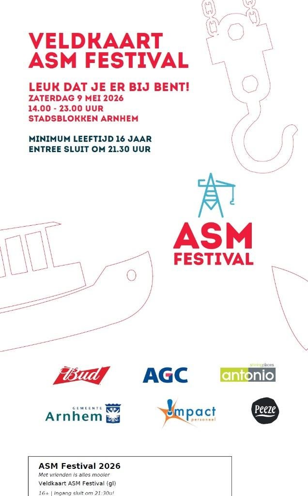 1 ticket voor ASM festival, Tickets en Kaartjes, Evenementen en Festivals, Eén persoon