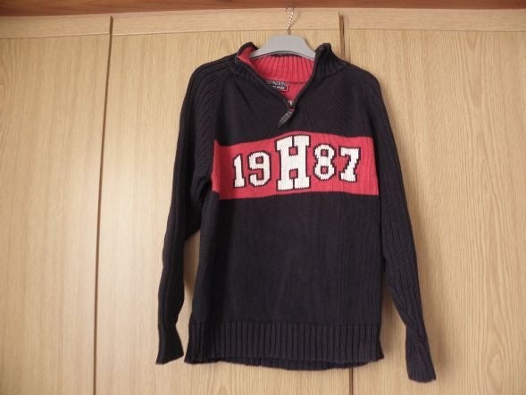 Blauw katoenen college print trui HOOKIPA 146/152 nieuwstaat, Hookipa, Trui of Vest, Ophalen of Verzenden, Zo goed als nieuw