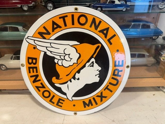 Nieuw emaille Benzine pomp bodje National Benzole, Ophalen of Verzenden, Nieuw, Reclamebord