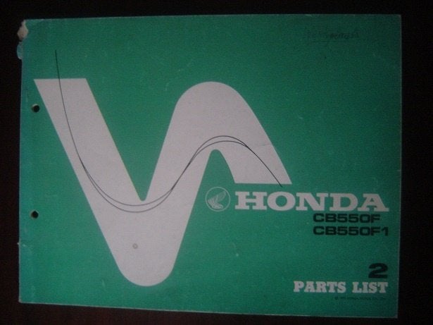 Honda CB550F F1 1975 motorcycle parts list CB 550 Four, Ophalen of Verzenden, Honda