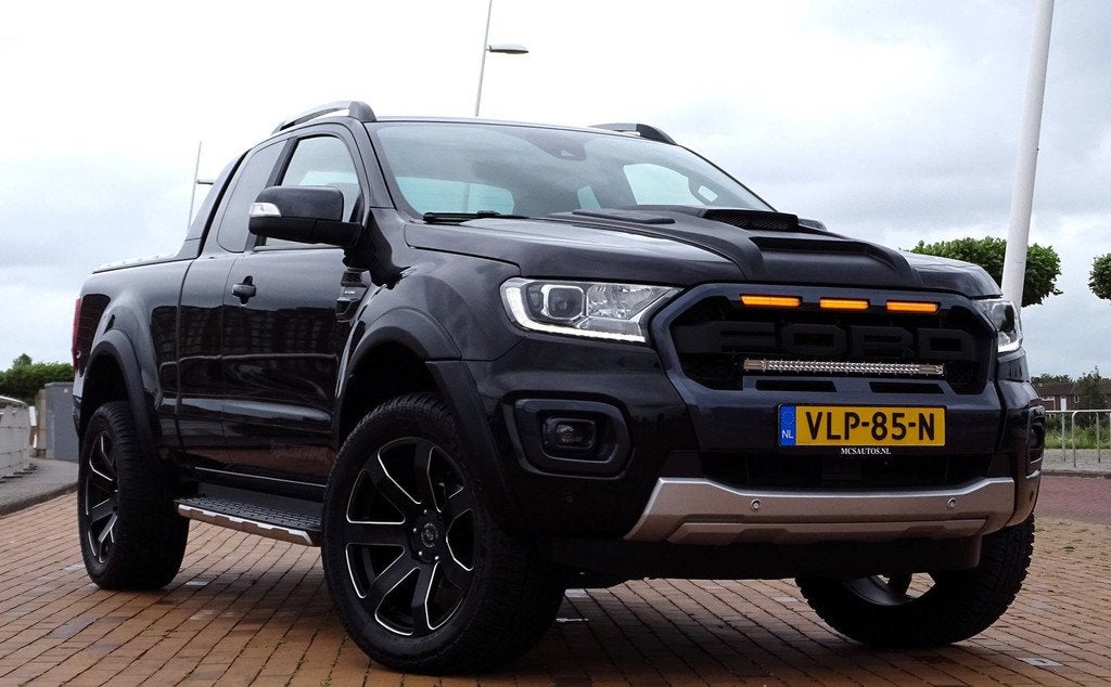 Ford Ranger 2.0 Biturbo 210pk Aut Wildtrak 117389km 20 inch, Gebruikt, 4 cilinders, Leder en Stof, Zwart