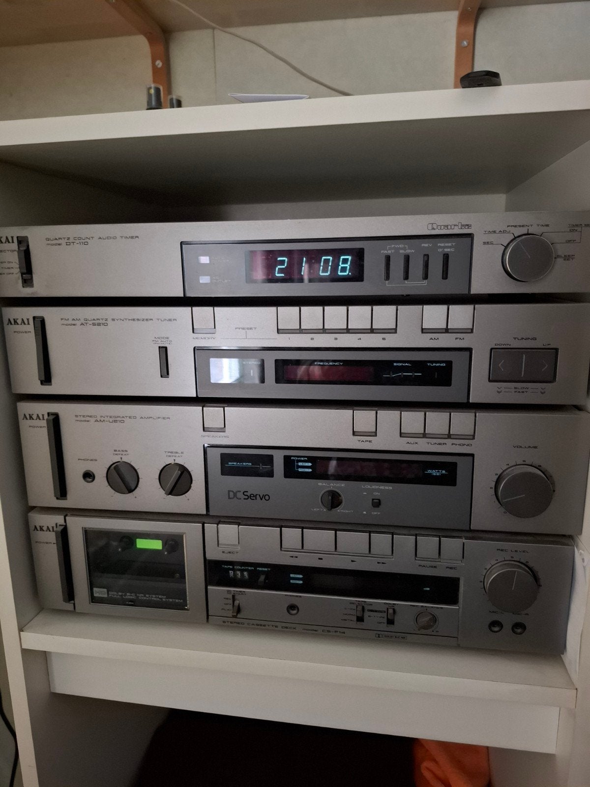 Akai Vintage Hifi Toren - Timer, Tuner, Versterker, Cassette, Ophalen, Gebruikt, Losse componenten, Cassettedeck