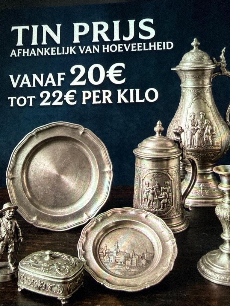Inkoop Oud Tin (Kannen, Borden, Bekers) – Eerlijke Prijs!, Ophalen of Verzenden
