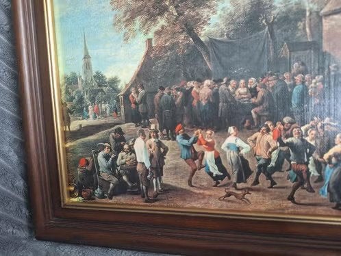 Schilderij Boerenkermis hh, Ophalen of Verzenden, Oud hollands, Stads- / dorpsgezicht