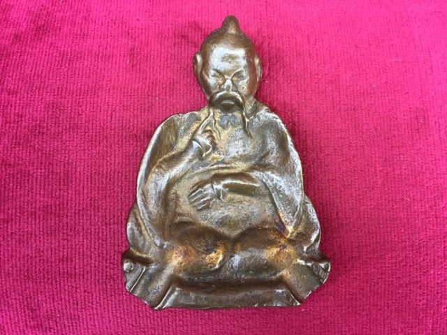 antieke bronzen asbak, Chinese wijsgeer, Antiek en Kunst, Ophalen of Verzenden