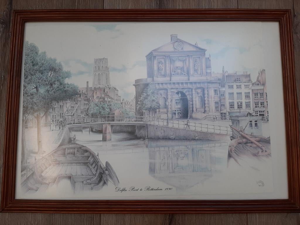 Delftse Poort te Rotterdam (kunstkopie), Antiek en Kunst, Kunst | Tekeningen en Foto's, Ophalen of Verzenden