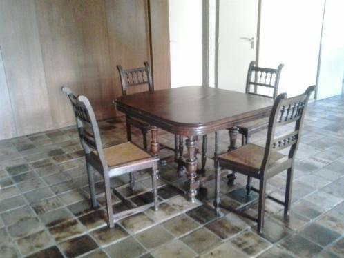 Eethoek met 4 stoelen (gratis ophalen), Ophalen, Gebruikt, 100 tot 150 cm, Vierkant