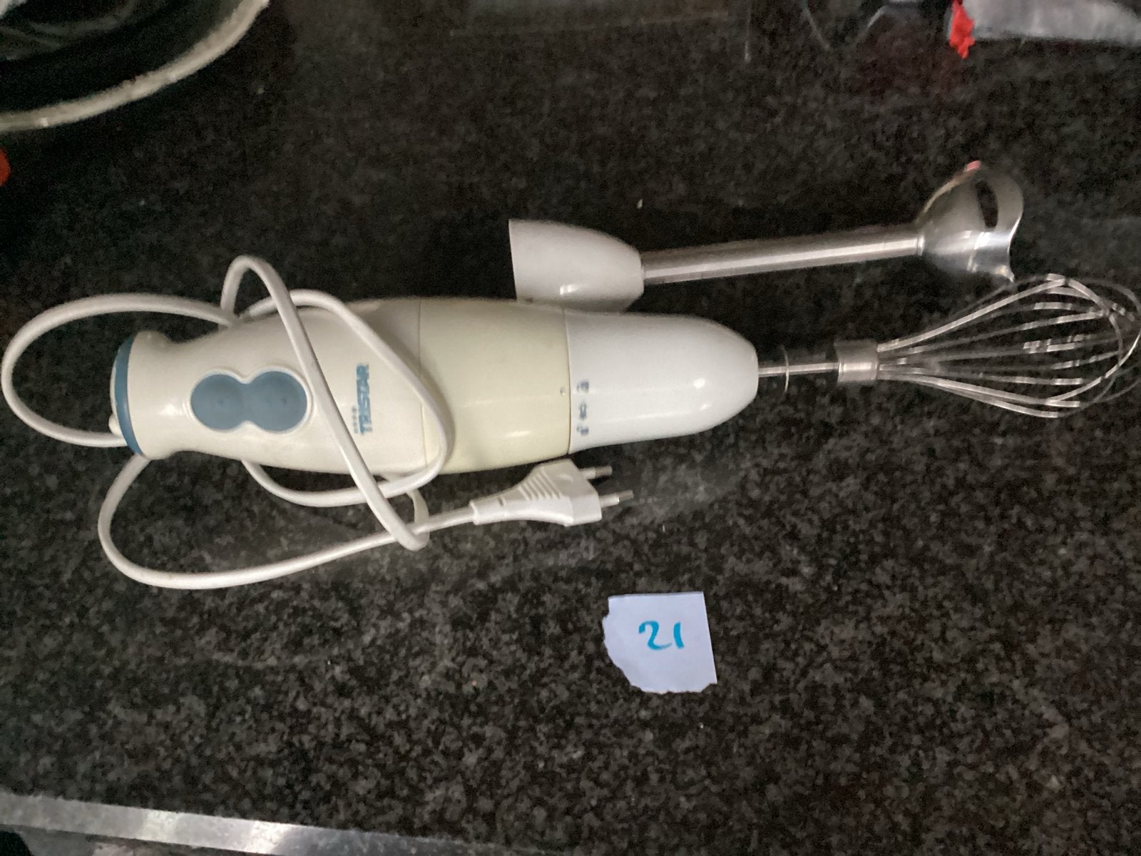 Tristar staafmixer met garde - Wit, Gebruikt, 2 snelheden, Ophalen of Verzenden, Vaatwasserbestendig