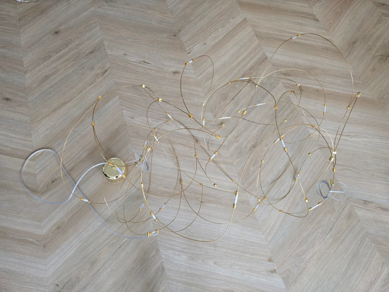 Flock of light geïnspireerde gouden hanglamp, Ophalen, Modern, Design, Abstract, Overige fittingen, Zo goed als nieuw