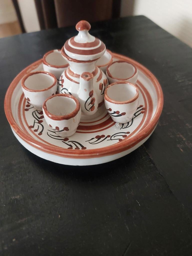 Miniatuur theeserviesje met dienblad - decoratief, Antiek en Kunst, Antiek | Servies compleet, Ophalen