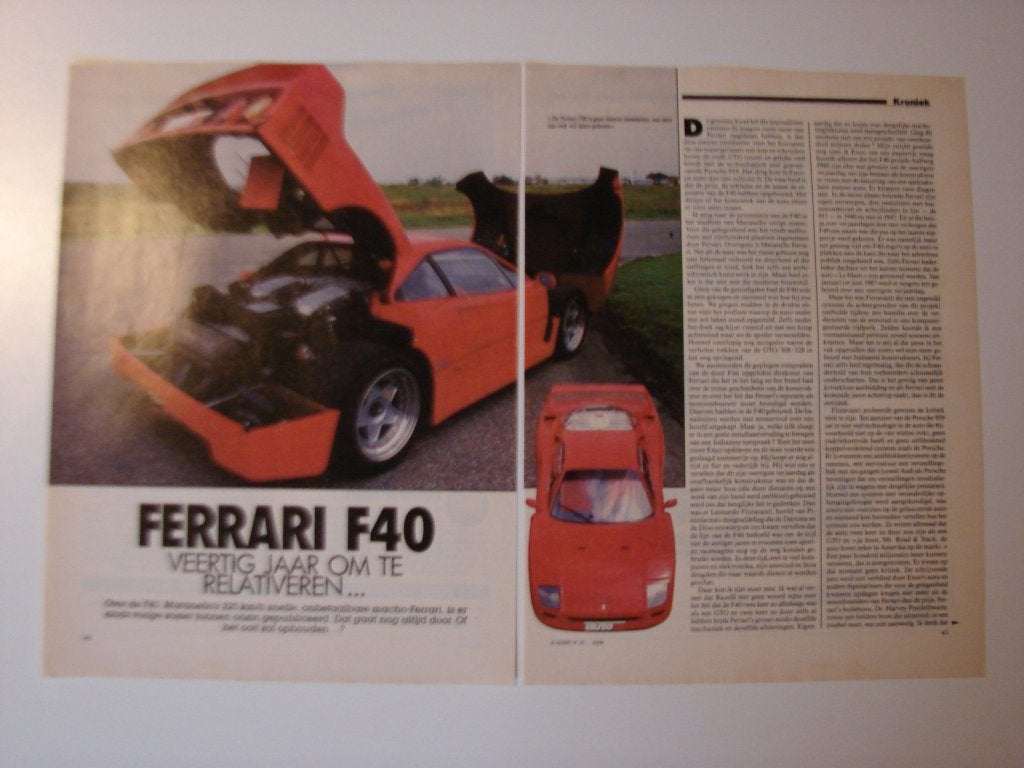 Artikel Ferrari F40, Boeken, Ophalen of Verzenden, Zo goed als nieuw, Ferrari