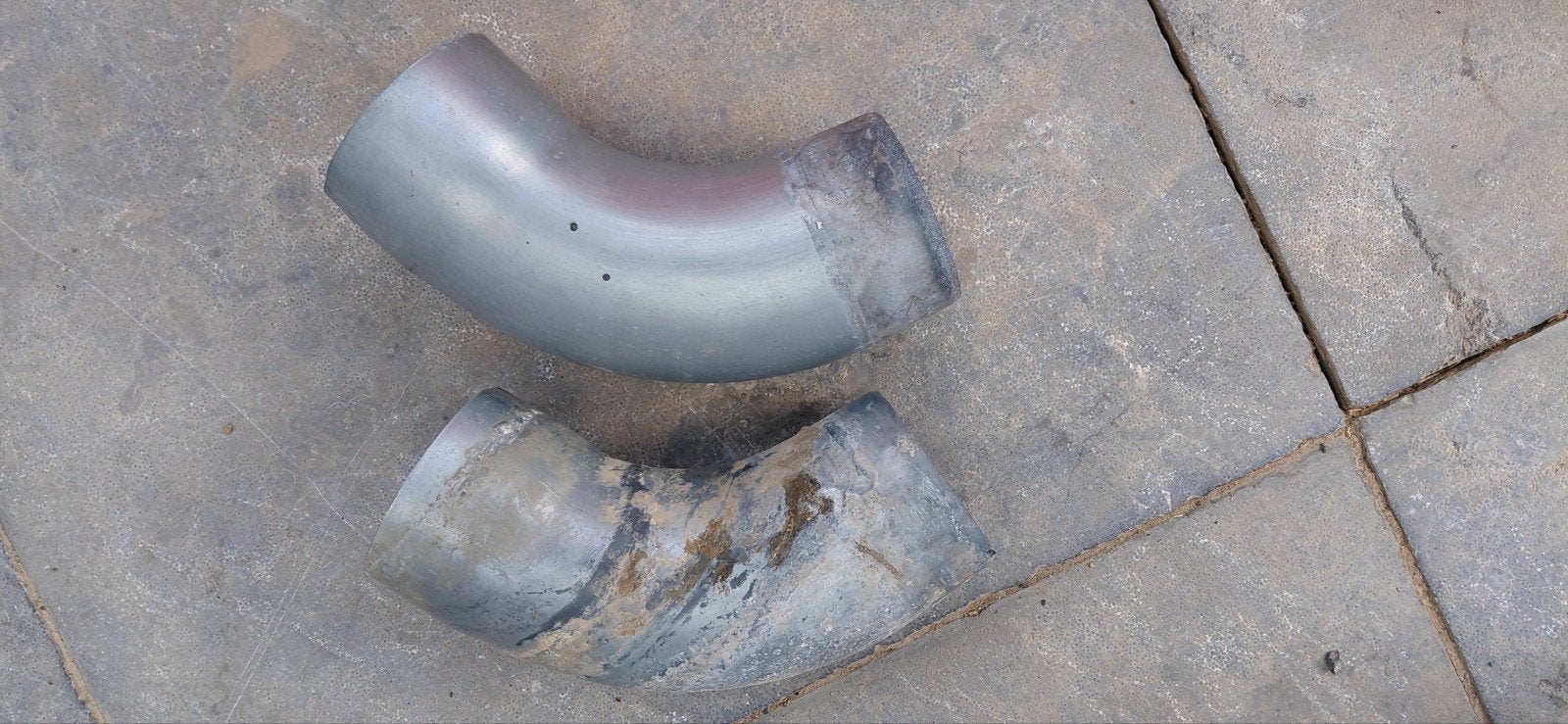 2x gebruikte zinken bochten 80mm 72graden, Ophalen of Verzenden, Gebruikt, Overige typen