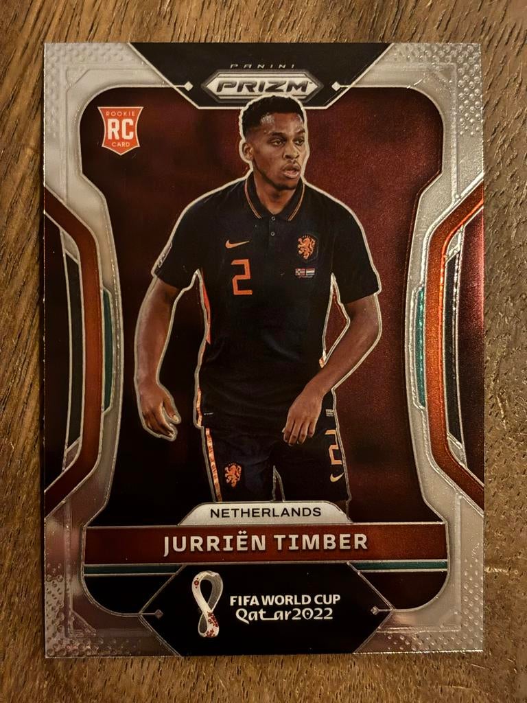 Jurriën Timber Rookie Card - Panini Prizm WK 2022, Ophalen of Verzenden, Zo goed als nieuw, Overige binnenlandse clubs, Spelerskaart