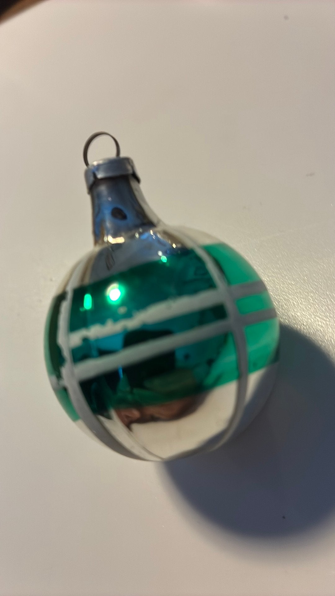 Vintage antieke kerstbal, feathertree groen, Ophalen of Verzenden, Zo goed als nieuw